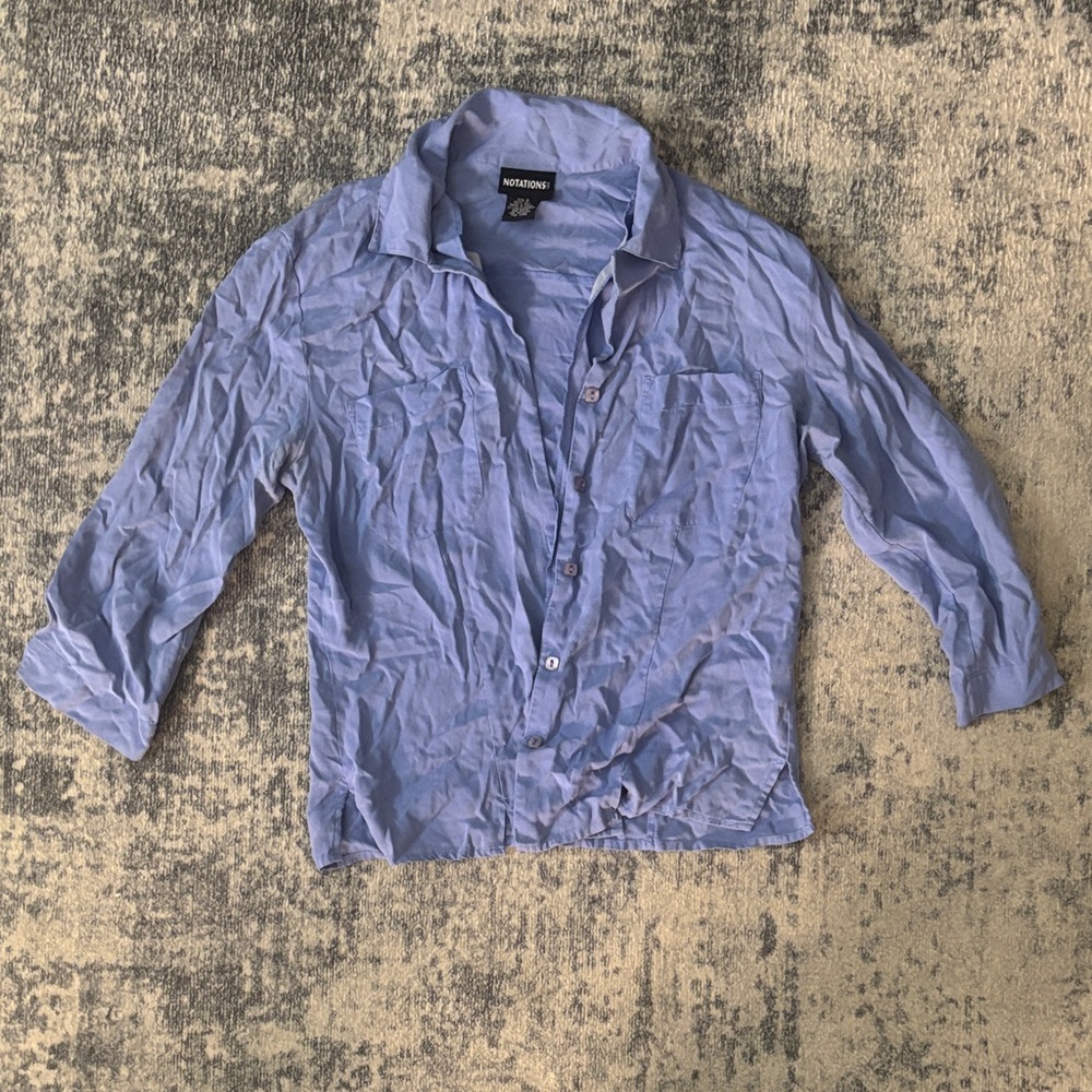 Notations Sky Blue 100% Silk Top